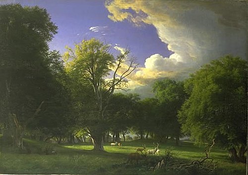 Summer Afternoon with a Passing Shower. The Deer Park in Jægersborg North of Copenhagen, 1874, Peter Christian Skovgaard