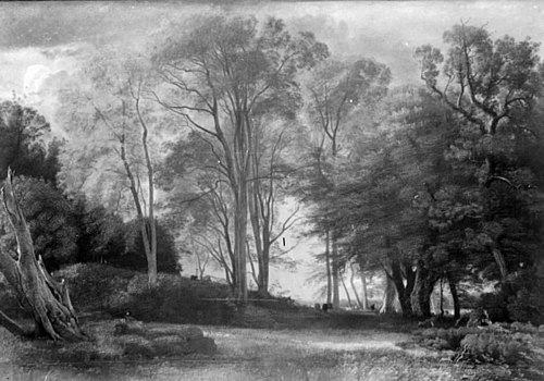 Skovlandskab med græssende kvæg, 1853, Peter Christian Skovgaard