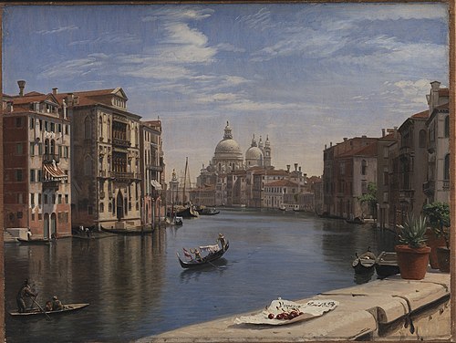 View of the Grand Canal, Venice. In the Background S. Maria della Salute, 1854, Peter Christian Skovgaard