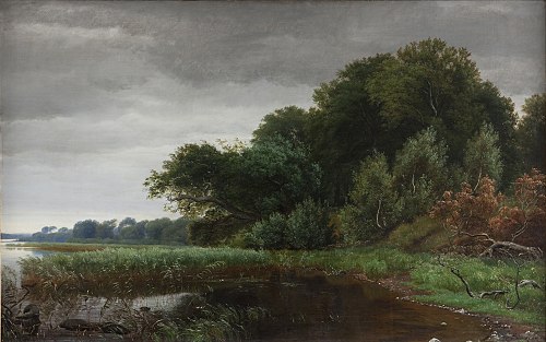 Clearing weather after a rain shower at Gurre Lake, 1844, Peter Christian Skovgaard
