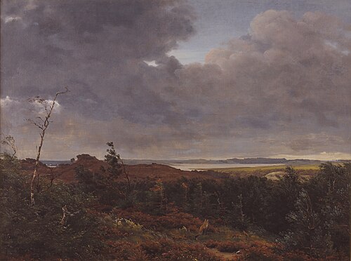 View of Frederiksværk from Tisvilde Wood, North Zealand, 1839, Peter Christian Skovgaard