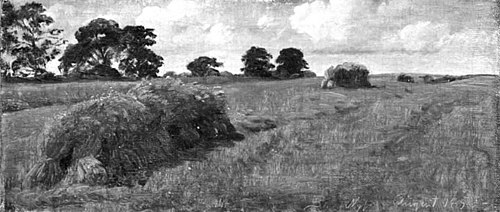 Høstlandskab med korntraver, 1850, Peter Christian Skovgaard