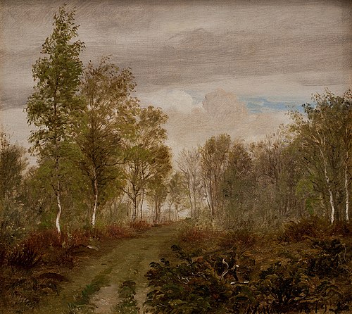 Birketræer på Læsø efter regn, 1849, Peter Christian Skovgaard