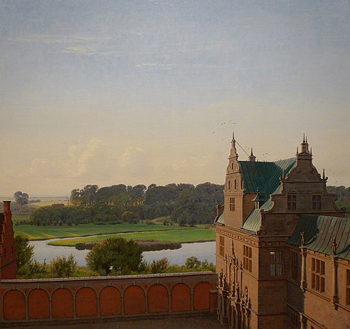 View from Frederiksborg Castle, 1842, Peter Christian Skovgaard