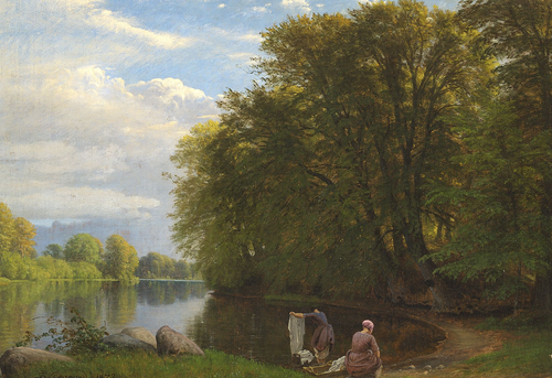 A washing day at Skaaninge pond, Denmark., 1873, Peter Christian Skovgaard