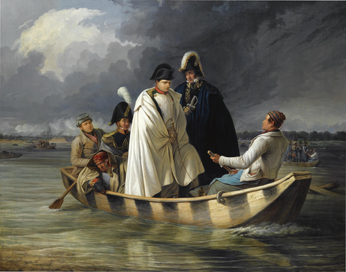 Napoleon leaving the Lobau after the defeat at the Battle of Aspern, 1845, Anton von Perger
