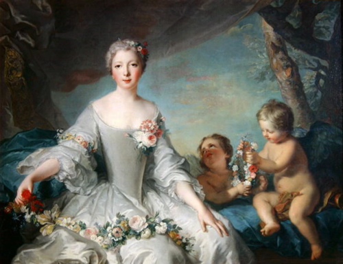Portrait presumed to be Louise Diane d'Orleans as Flora, 1731, Jean-Marc Nattier