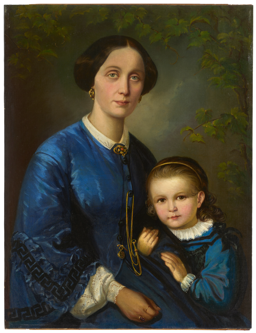 Épouse de l’artiste avec sa petite fille, 1860, Dominik Weber