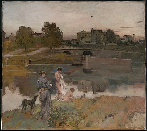 Riverbank with Bathers, 1882, Jean-Charles Cazin