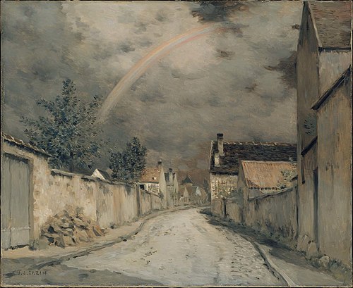 Village Street with a Rainbow, , Jean-Charles Cazin