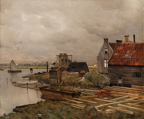 A pier or a wood warehouse, 1850, Jean-Charles Cazin