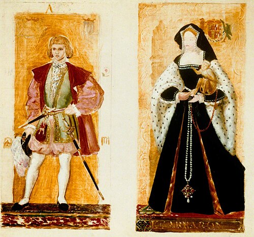 Preparatory Sketches of Prince Arthur and Katherine of Aragon, 1854, Richard Burchett