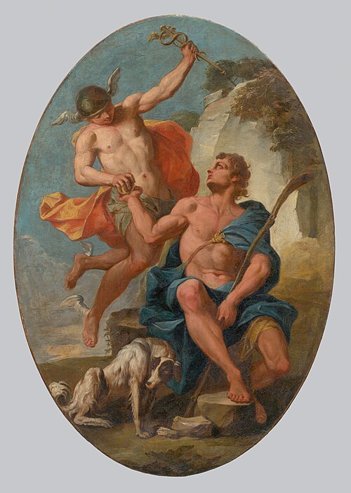 Mercury and Paris, 1730, Johann Heinrich Schönfeld