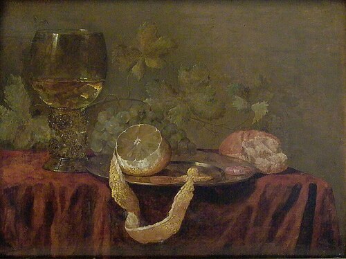 Still life with lemon, grapes and a roemer, , Abraham Susenier