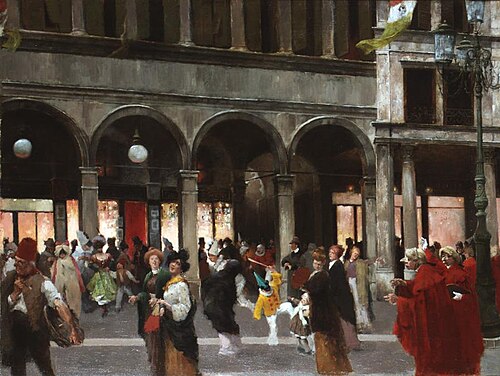 The carnival before Café Florian, Venice, , Friedrich von Puteani