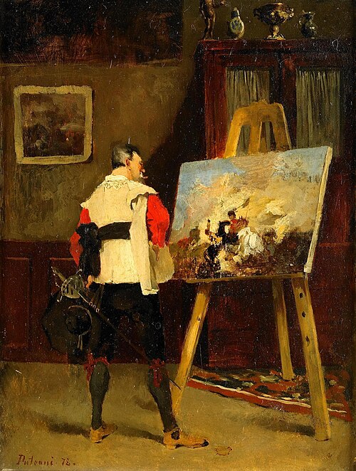 One at Easel, 1878, Friedrich von Puteani