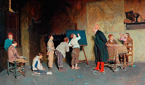 An Italian Village School, 1888, Giuseppe Costantini