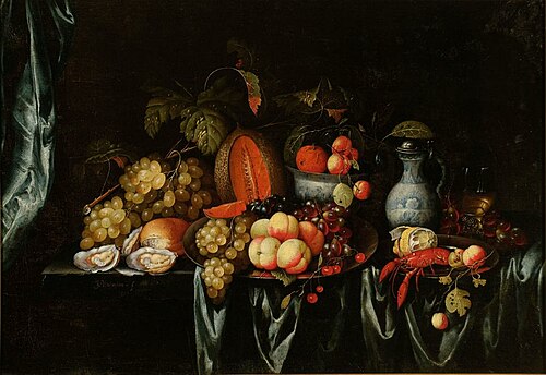 Still life with fruit and shellfish, 1657, J Bourjinon