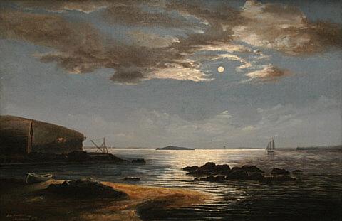 Auckland Harbour by Moonlight, from the North Shore, 1881, James Trevithick