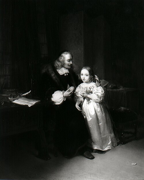 Huygens met zijn kleindochter, 1843, Jacobus Ludovicus Cornet