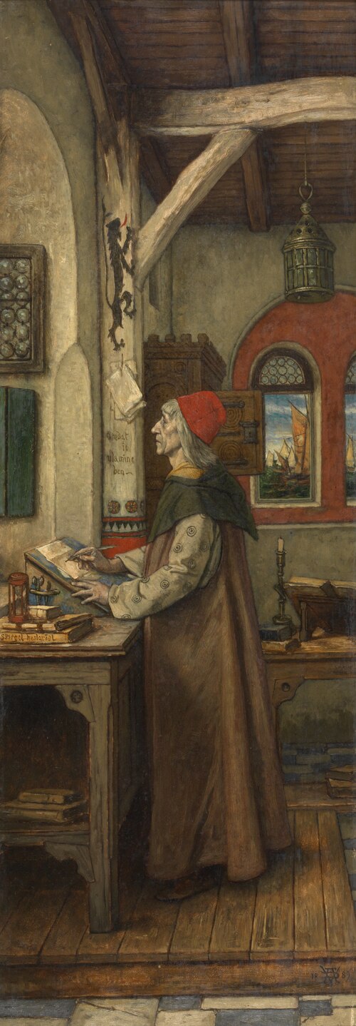 Jacob van Maerlant Writing His Spieghel Historiael, 1889, Albrecht De Vriendt