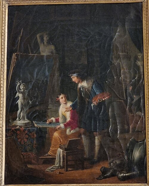 La leçon de dessin, 1827, Jean Alphonse Roehn