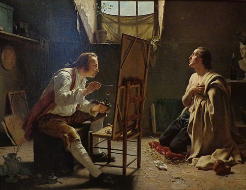Le peintre et son modèle, 1850, Jean Alphonse Roehn