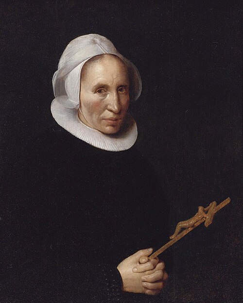A lady holding a crucifix, 1650, Willem van der Vliet