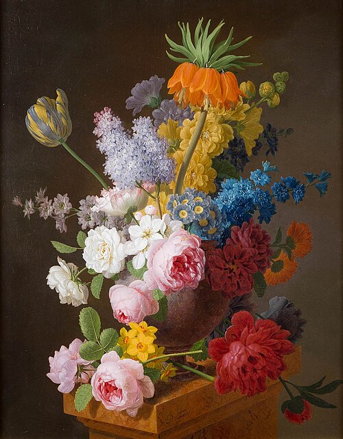 Opulent flower still life, 1792, Peter Faes