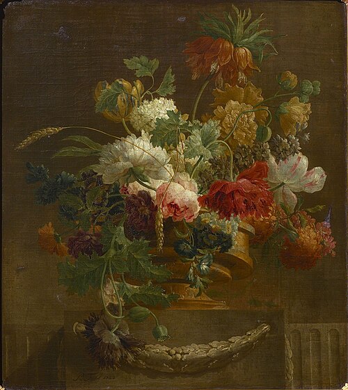 Earthen vase with flowers, 1782, Peter Faes