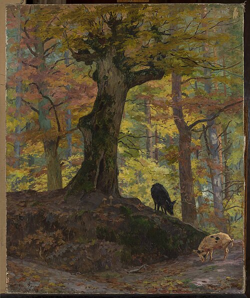 Wild pigs in the forest, 1897, Maria Klass-Kazanowska