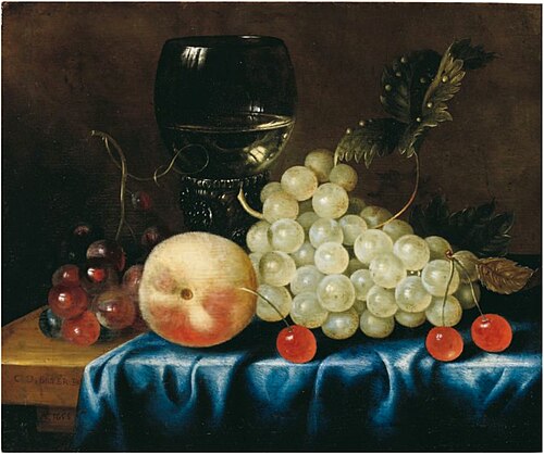 Still life with fruit and oyster, 1652, Cornelis de Bryer