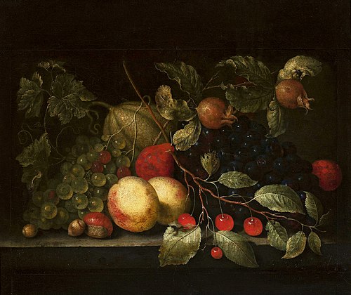 Nature morte avec un brin de cerise et de grenade., 1654, Cornelis de Bryer
