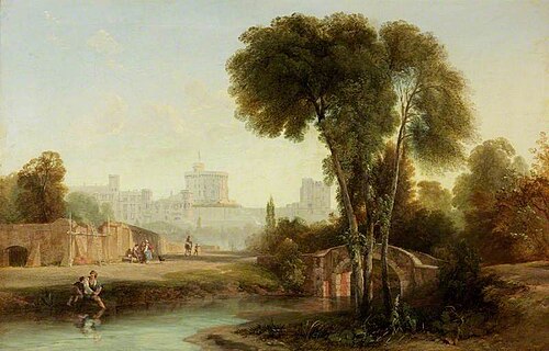 Windsor Castle from the Old Bridge, 1820, Augustus Wall Callcott