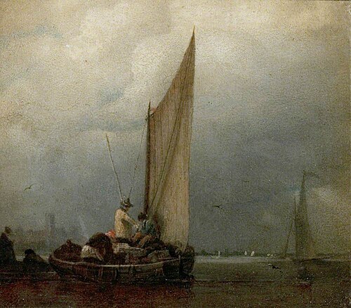 A River Scene with Barges, 1825, Augustus Wall Callcott