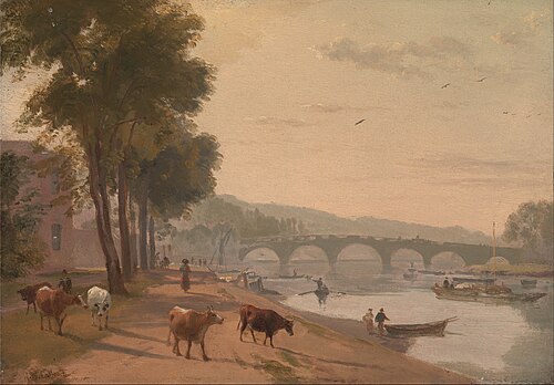 A View of Richmond Bridge, on the Thame, 1808, Augustus Wall Callcott
