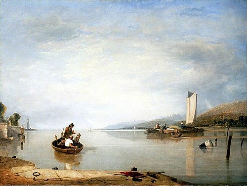 Dead Calm: Boats off Cowes Castle, 1850, Augustus Wall Callcott