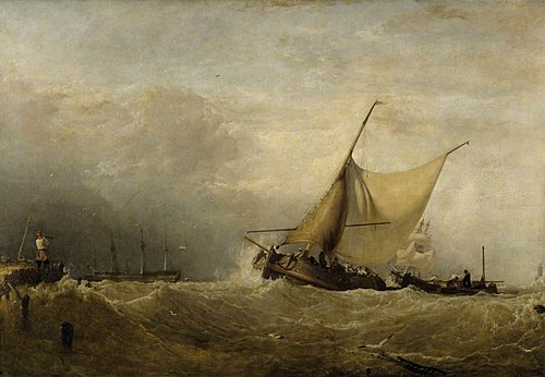 A Seapiece, with a Dutch Fishing Boat coming in, and Men of War in the Distance, 1826, Augustus Wall Callcott