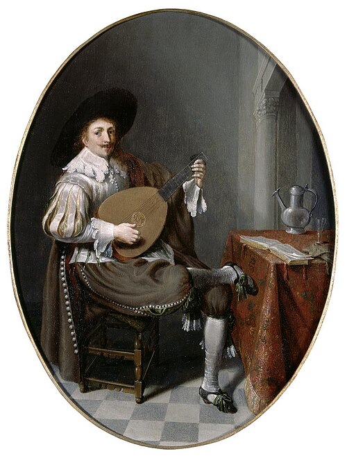Interieur mit Lautenspieler, 1631, Laurentius de Neter