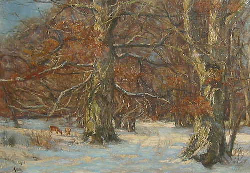 Forest road on a winter day., 1906, Aksel M. Lassen