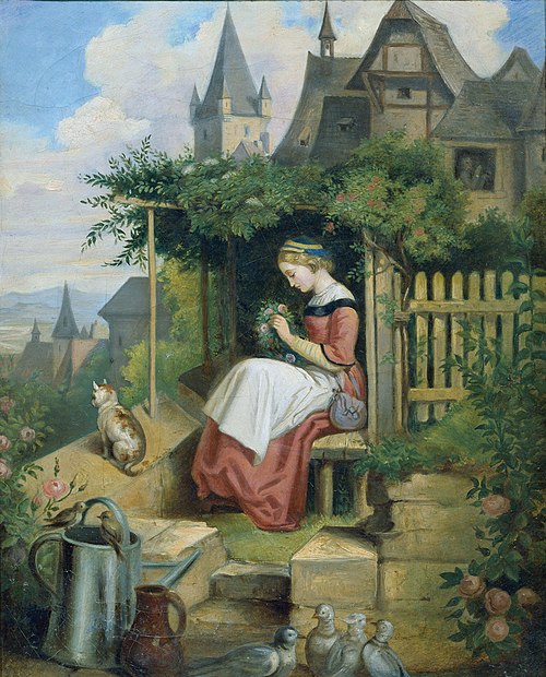 Mädchen im Hausgarten, , Joseph Hasslwander