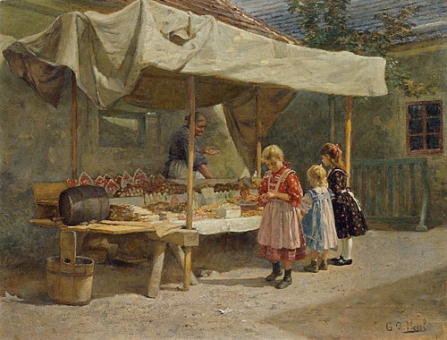 Beim Lebzelterstand, 1907, Gustav August Hessl