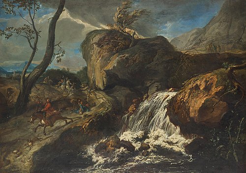 Landschaft mit Überfall, 1700, Anton Faistenberger