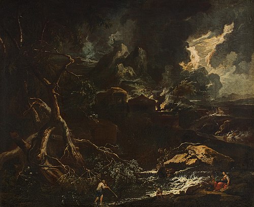Landscape with thunderstorm, 1704, Anton Faistenberger