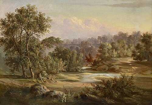 Landscape with Bridge, , Henry Waugh