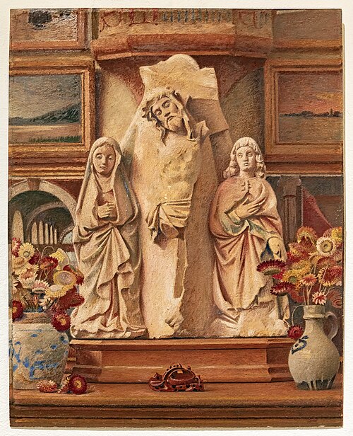 Composition at Calvary and bouquets of immortelles, , Henri Rachou
