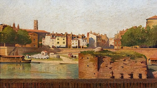 Study of the banks of the Garonne with the stack of the old covered bridge of the Daurade, 1902, Henri Rachou