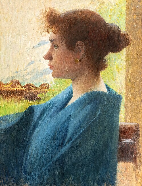 Portrait of a Woman in Blue (Carmen Gaudin), 1887, Henri Rachou