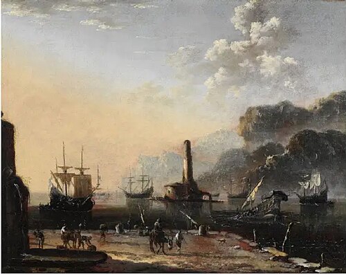 Port with staﬀage, 1659, Hans de Jode
