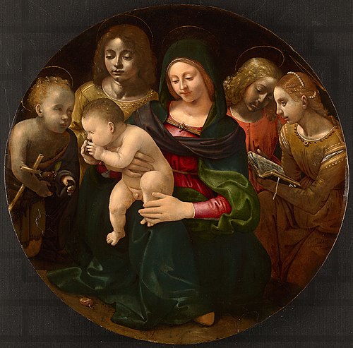 Virgin and Child with the Young Saint John the Baptist, Saint Cecilia, and Angels, 1505, Piero di Cosimo